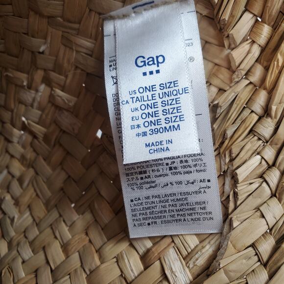 Gap Straw Pom Pom Basket Bag Tan Multi - Picture 14 of 15